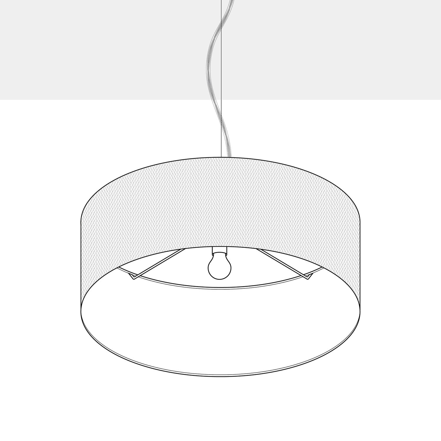 Lampada a sospensione con paralume in tessuto Cilindro Large - Made in Italy - Lana Beige No