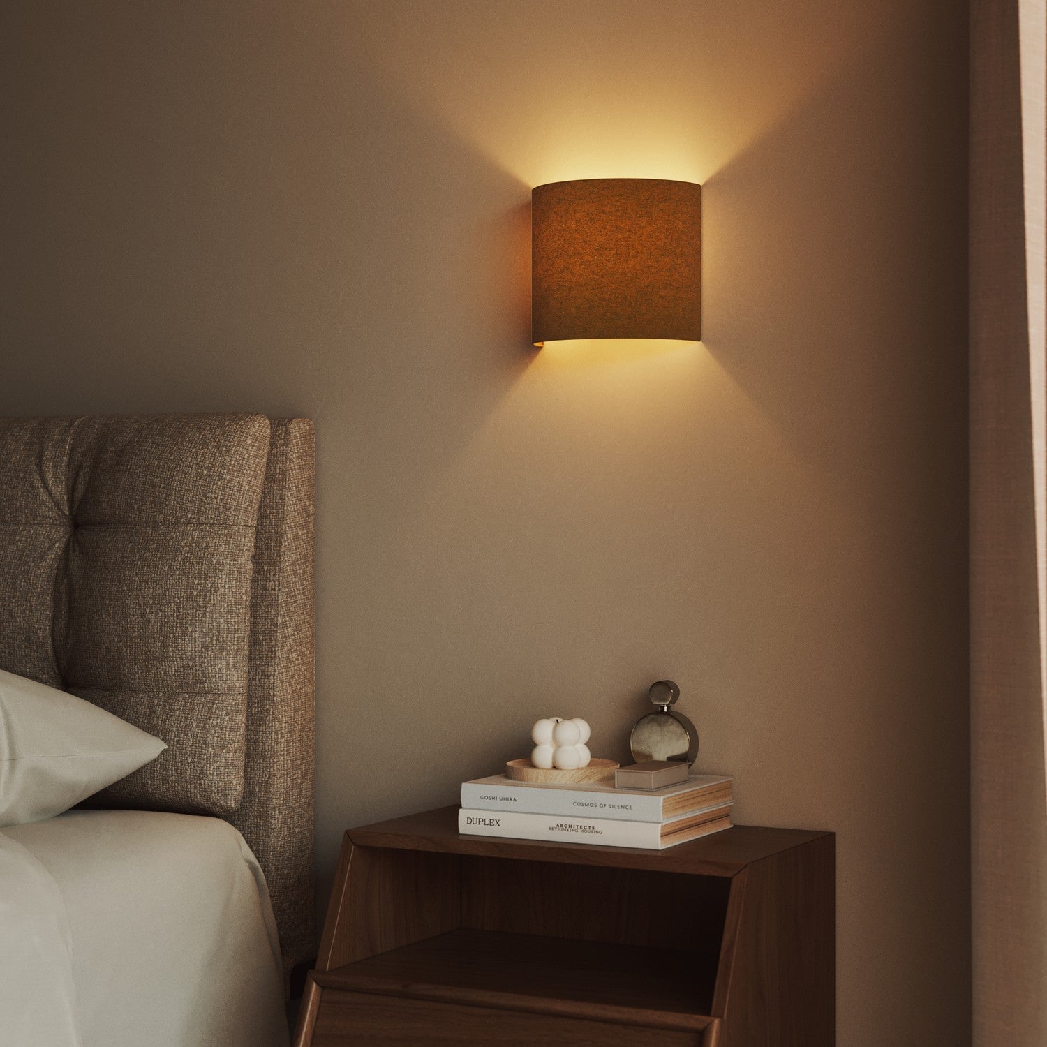 Applique Ventola con paralume in tessuto - Made in Italy - Lana Senape