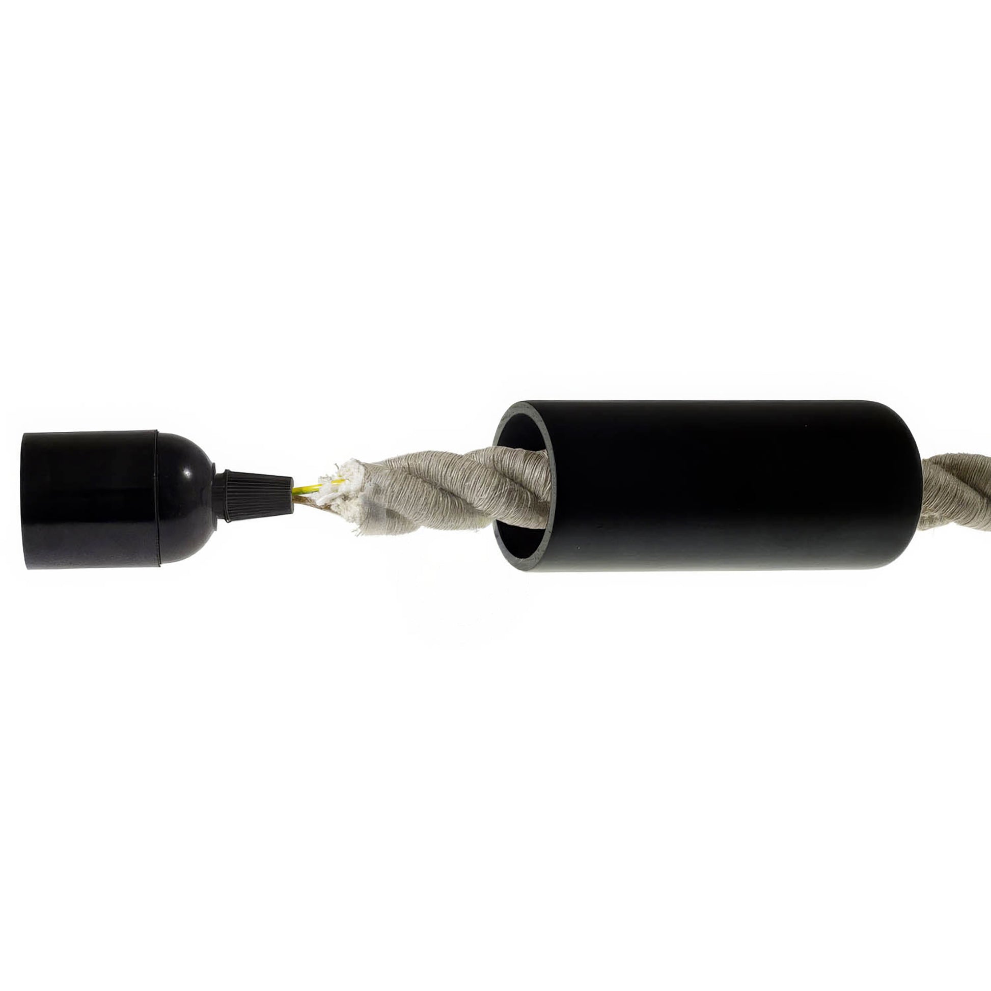 Kit portalampada E27 in legno per cordone 2XL - Nero