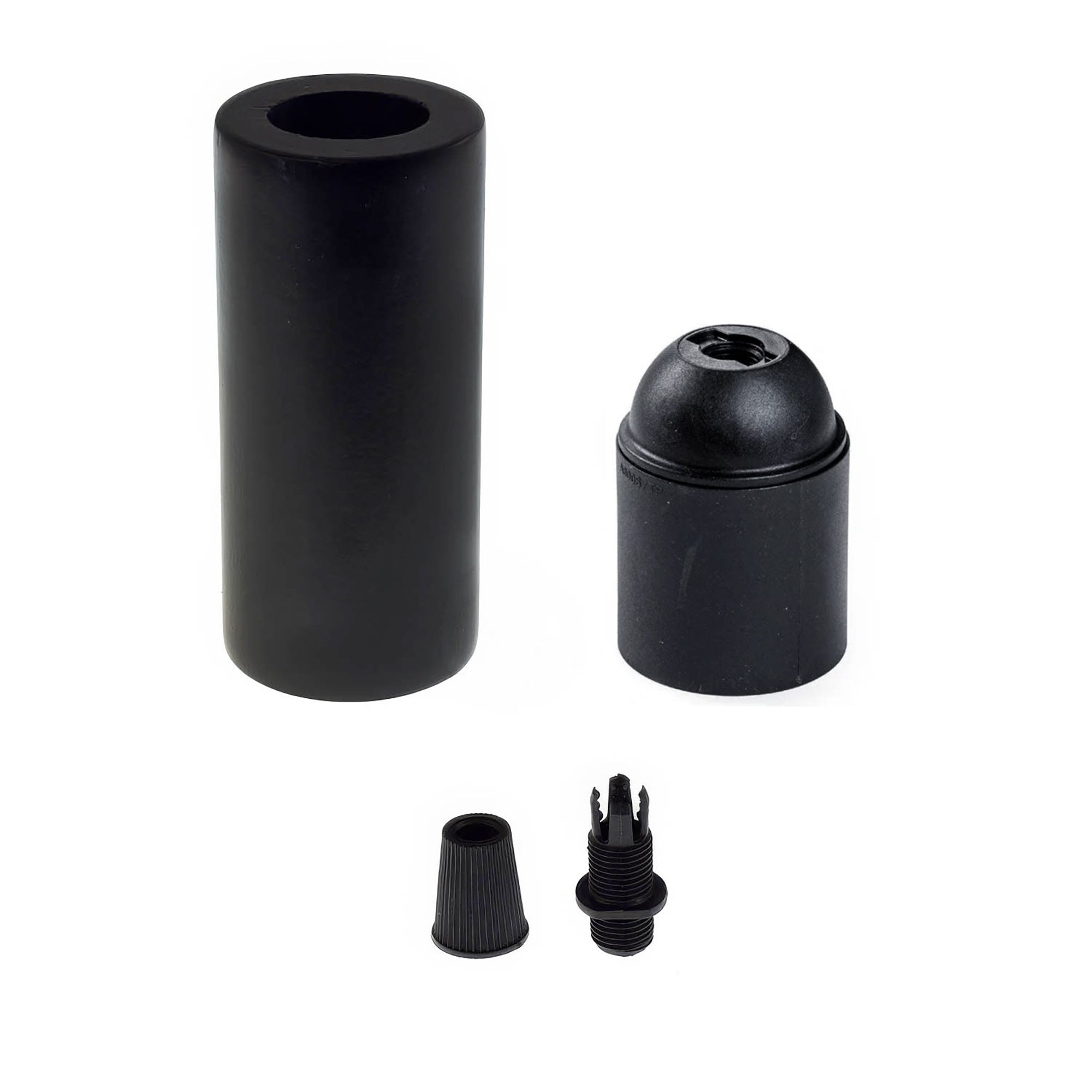 Kit portalampada E27 in legno per cordone 3XL - Nero