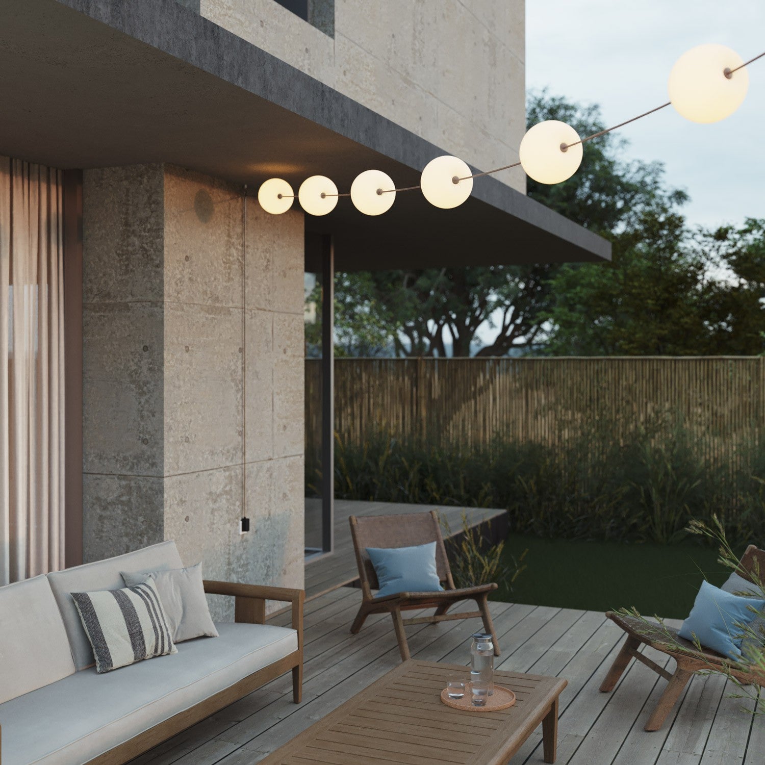 Catena luminosa 6 punti luce da esterno IP67 Desert Brown - Marina6 Cherry 70 cm