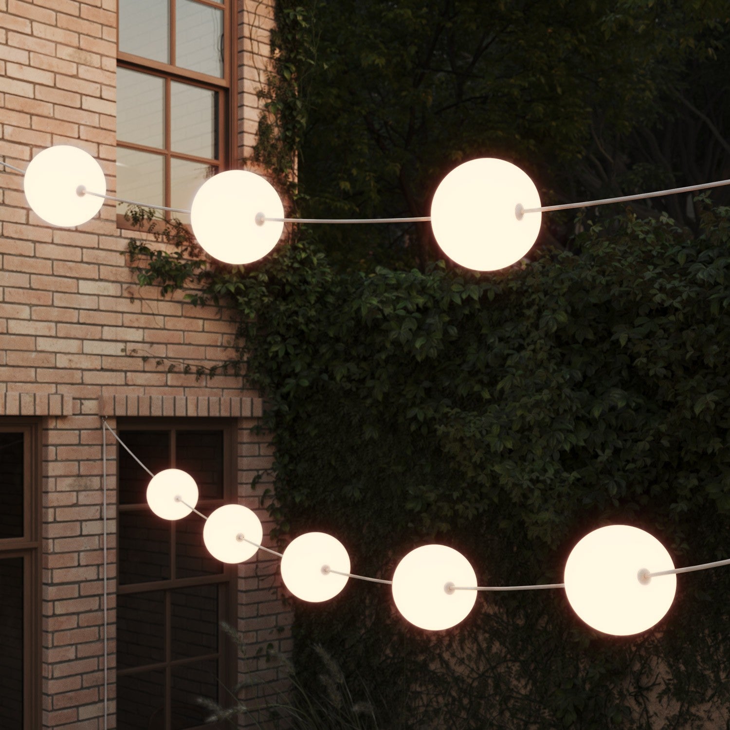 Catena luminosa 12 punti luce da esterno IP67 Bianco Sabbia - Marina12 Cherry