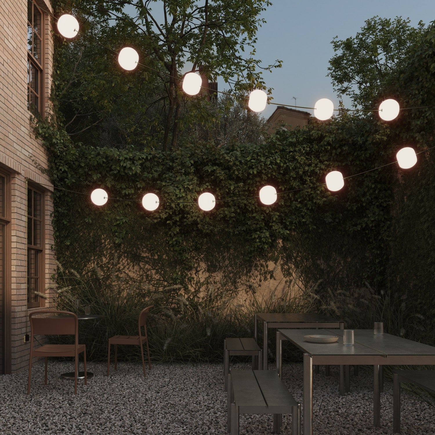 Catena luminosa 12 punti luce da esterno IP67 Verde Oliva - Marina12 Cherry