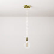 Lampada a sospensione completa di cavo tessile e portalampada in alluminio zigrinato - Ottone