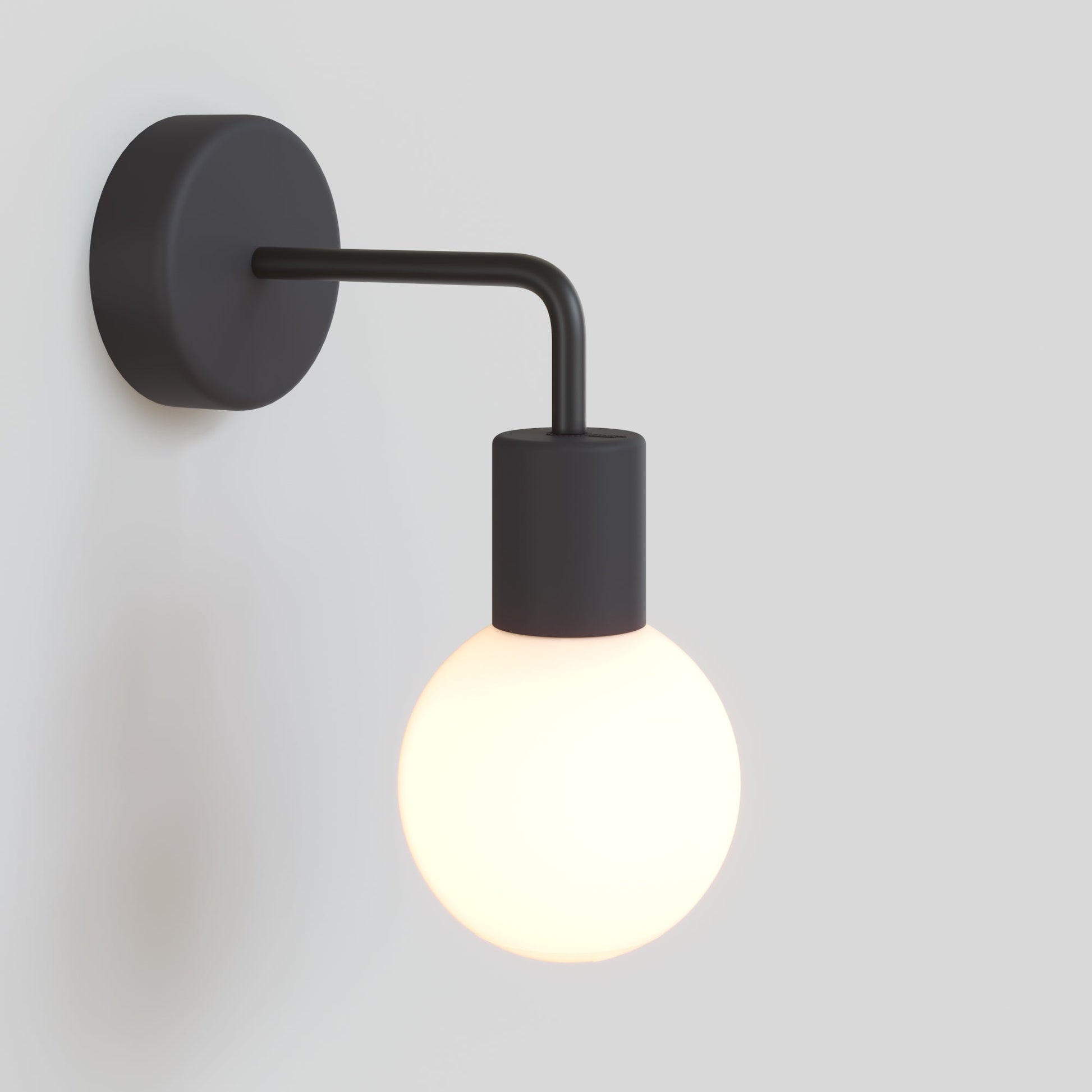 Applique da esterno Modulair IP65 con estensione a L e paralume a sfera infrangibile Unbreak-a-Ball - Nero