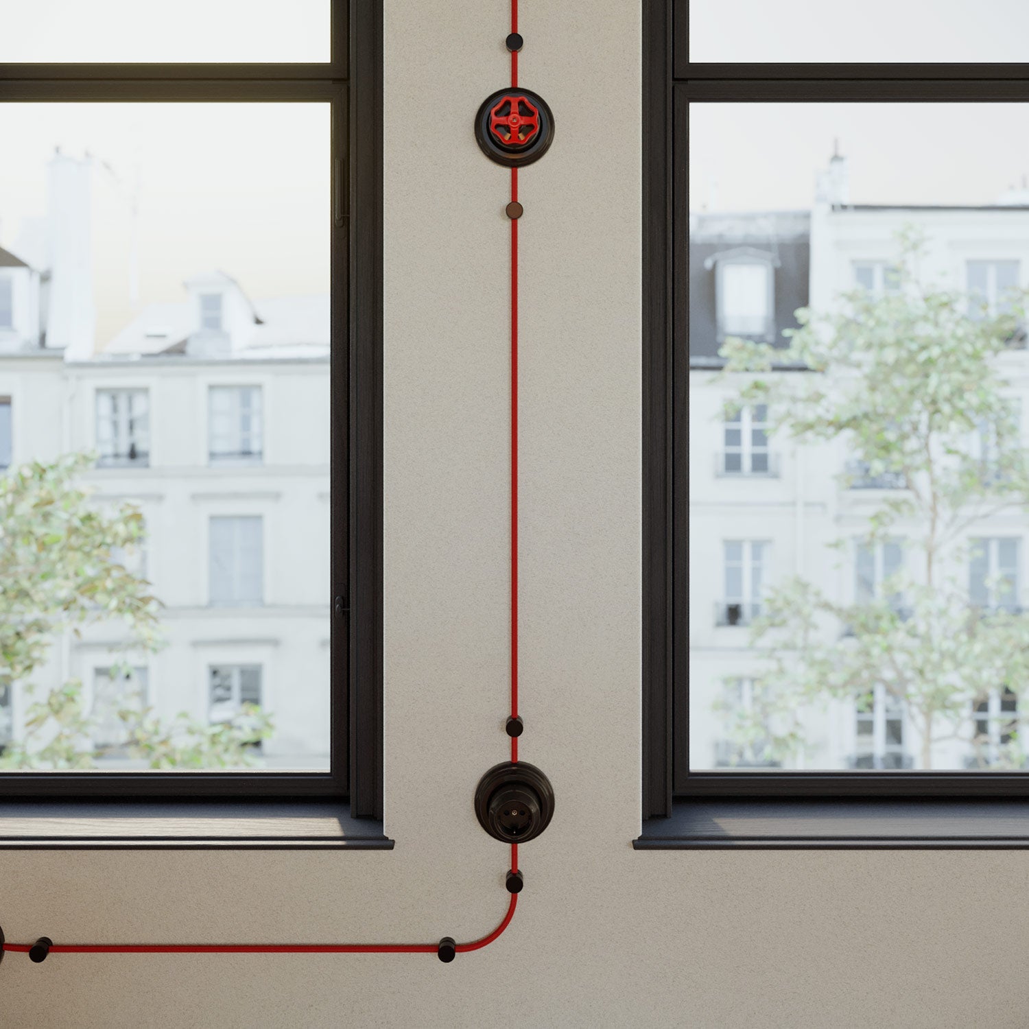 Base in porcellana per presa elettrica e per interruttore/deviatore - Nero