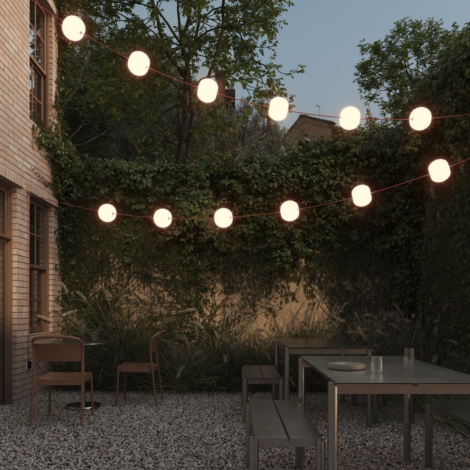 Catena luminosa 12 punti luce da esterno IP67 Rosso Stella Marina - Marina12 Cherry