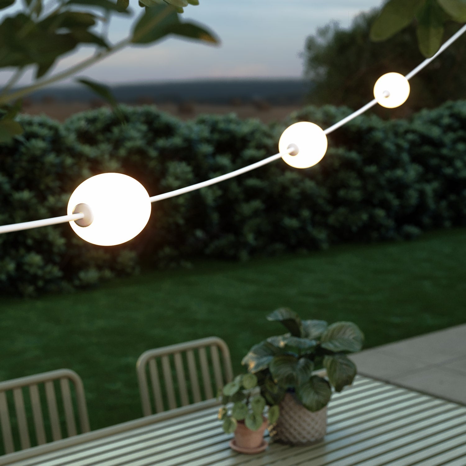 Catena luminosa 3 punti luce da esterno IP67 Bianco sabbia - Marina3