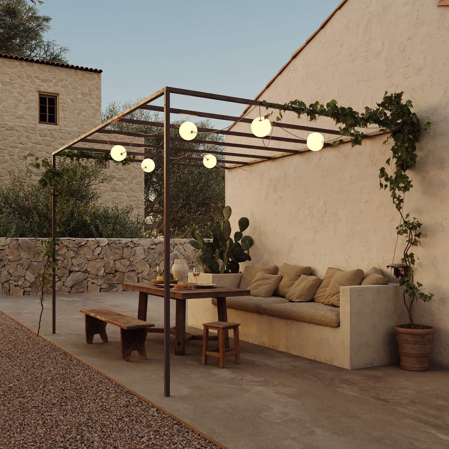 Catena luminosa 6 punti luce da esterno IP67 Desert Brown - Marina6 Cherry 140 cm