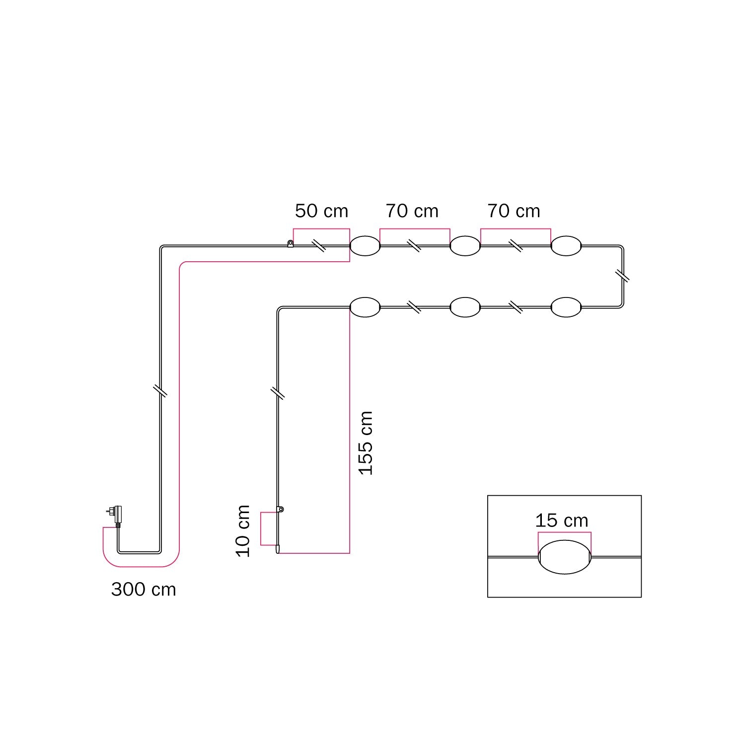 Catena luminosa 6 punti luce da esterno IP67 Grigio - Marina6