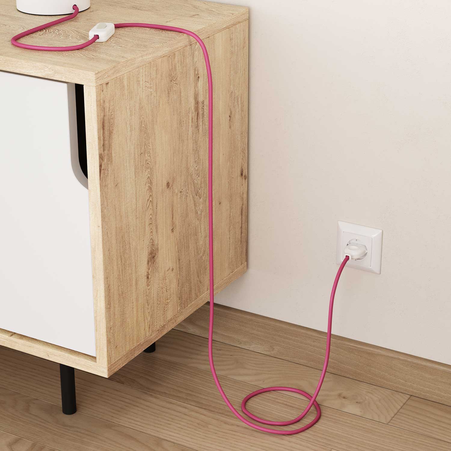Cavo elettrico colorato Rosa Fucsia lucido - L'Originale Creative Cables, la scelta migliore per le tue lampade - RM08