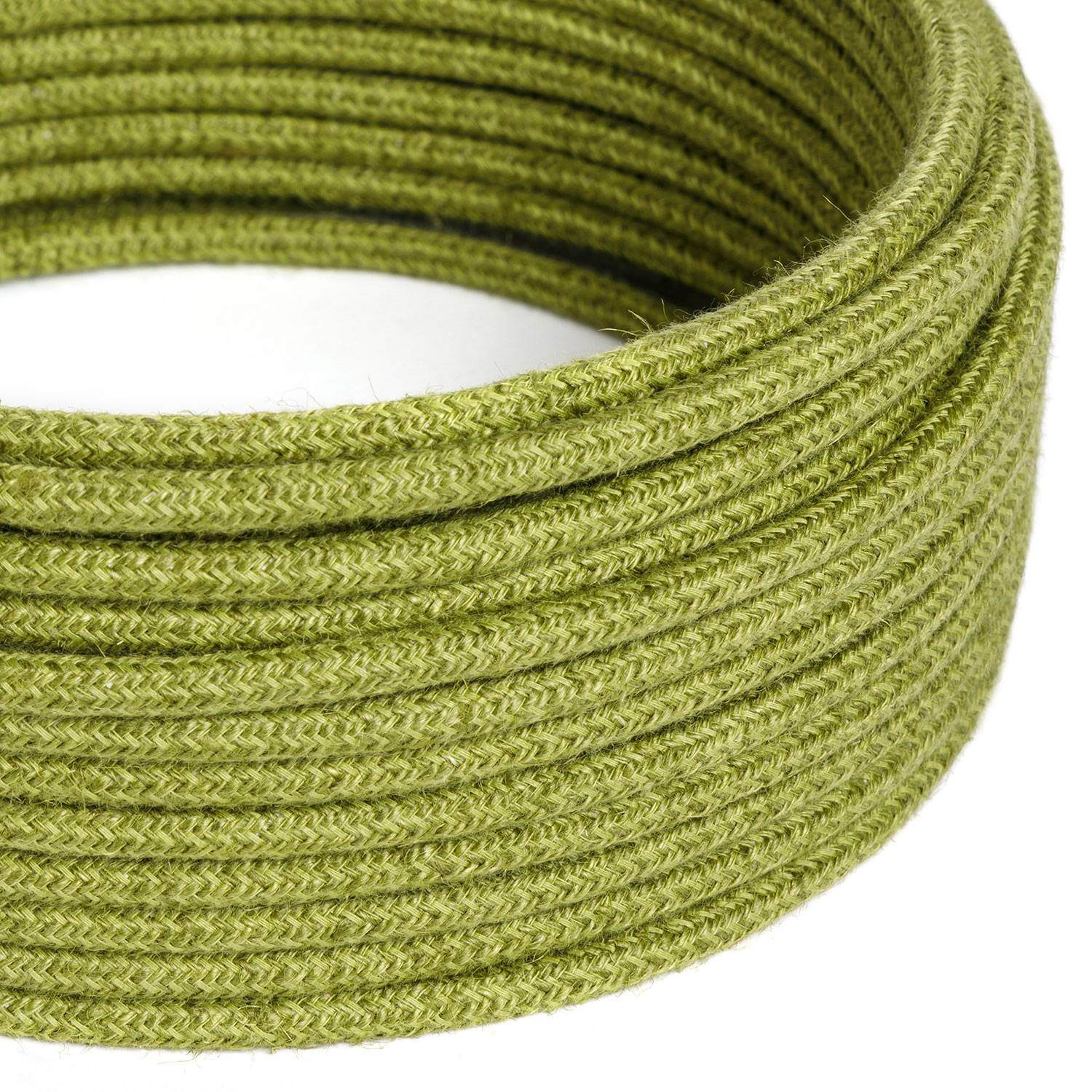 Cavo elettrico rivestito in juta Verde Fieno - L'Originale Creative Cables, per lampade fai-da-te originali - RN23