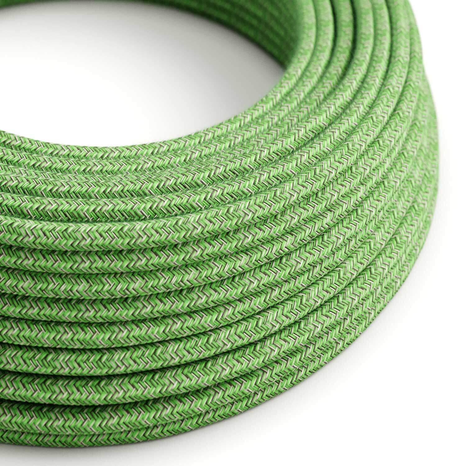 Cavo elettrico UV resistant per esterno rotondo rivestito in cotone Verde Pixel Bronte SX08 - compatibile con Eiva Outdoor IP65 - Creative Cables