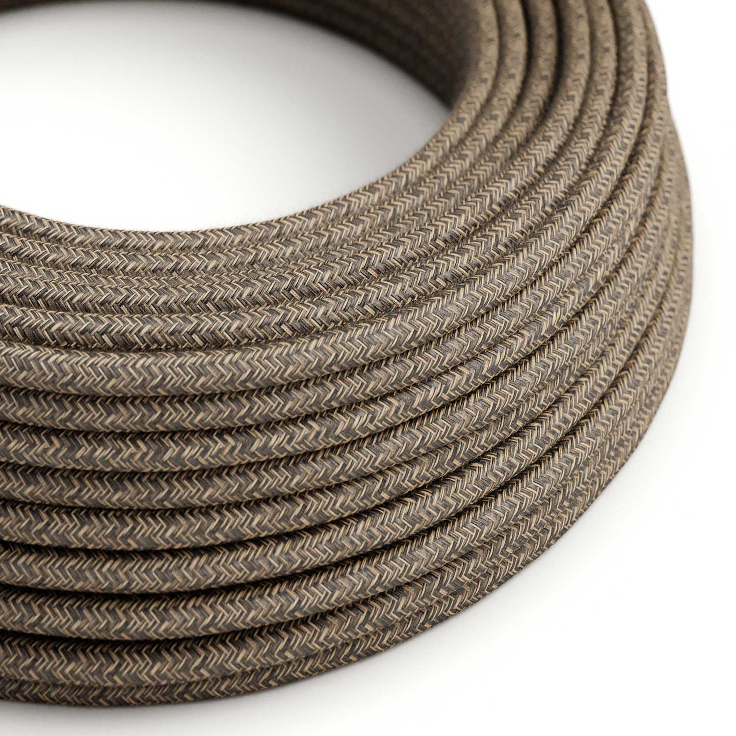 Cavo elettrico UV resistant per esterno rotondo rivestito in lino naturale Marrone SN04 - compatibile con Eiva Outdoor IP65 - Creative Cables