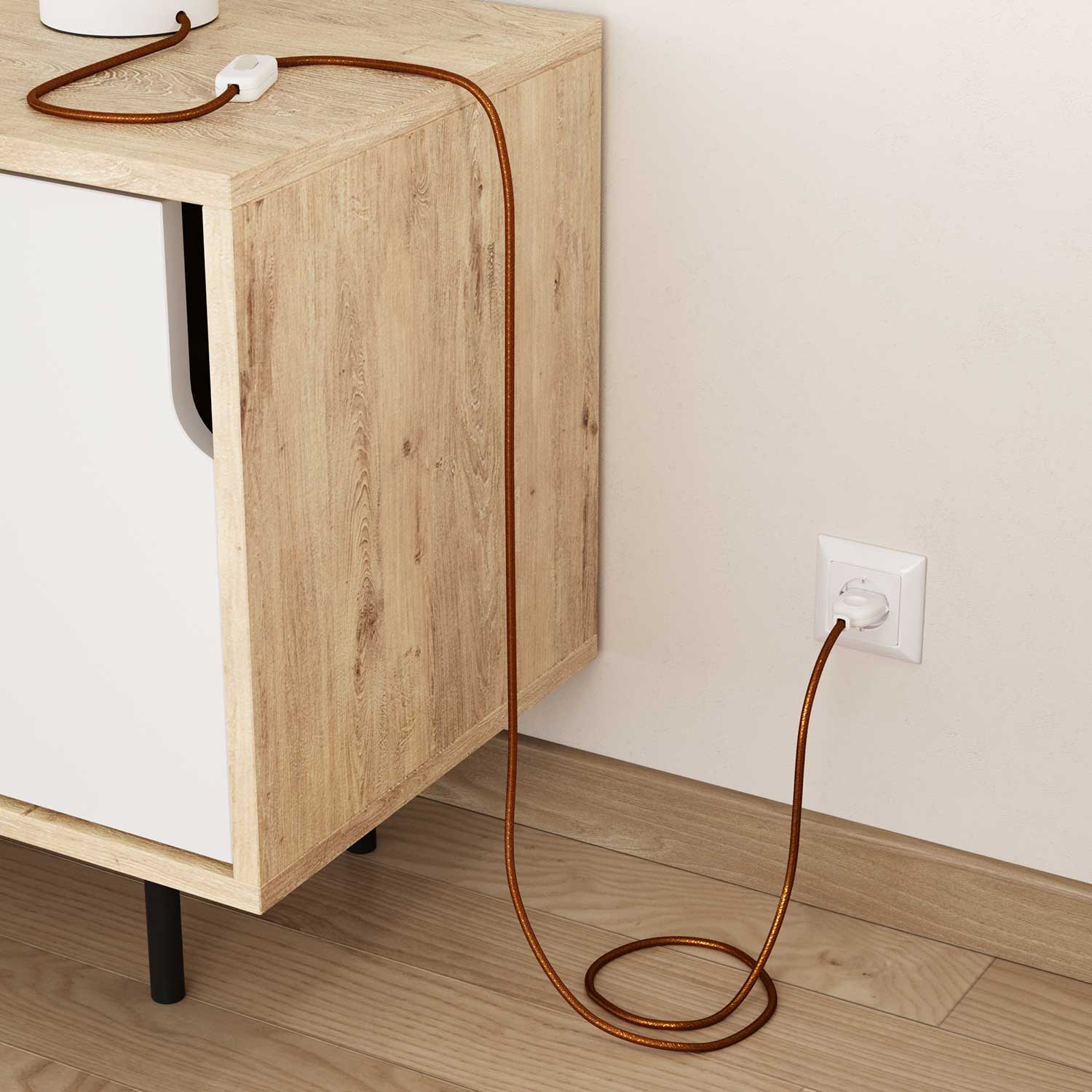 Cavo tessile per illuminazione color Rame lucido e glitterato - L'Originale Creative Cables, ideale per lampade creative - RL22