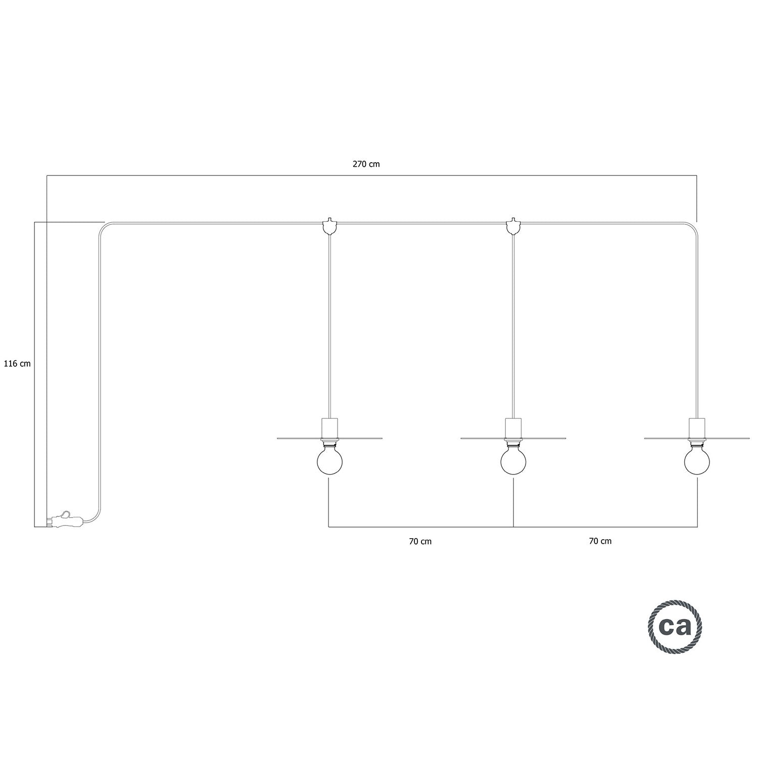 E-Snake Modulair Lampada da esterno IP65 portatile a 3 luci con paralumi - Nero