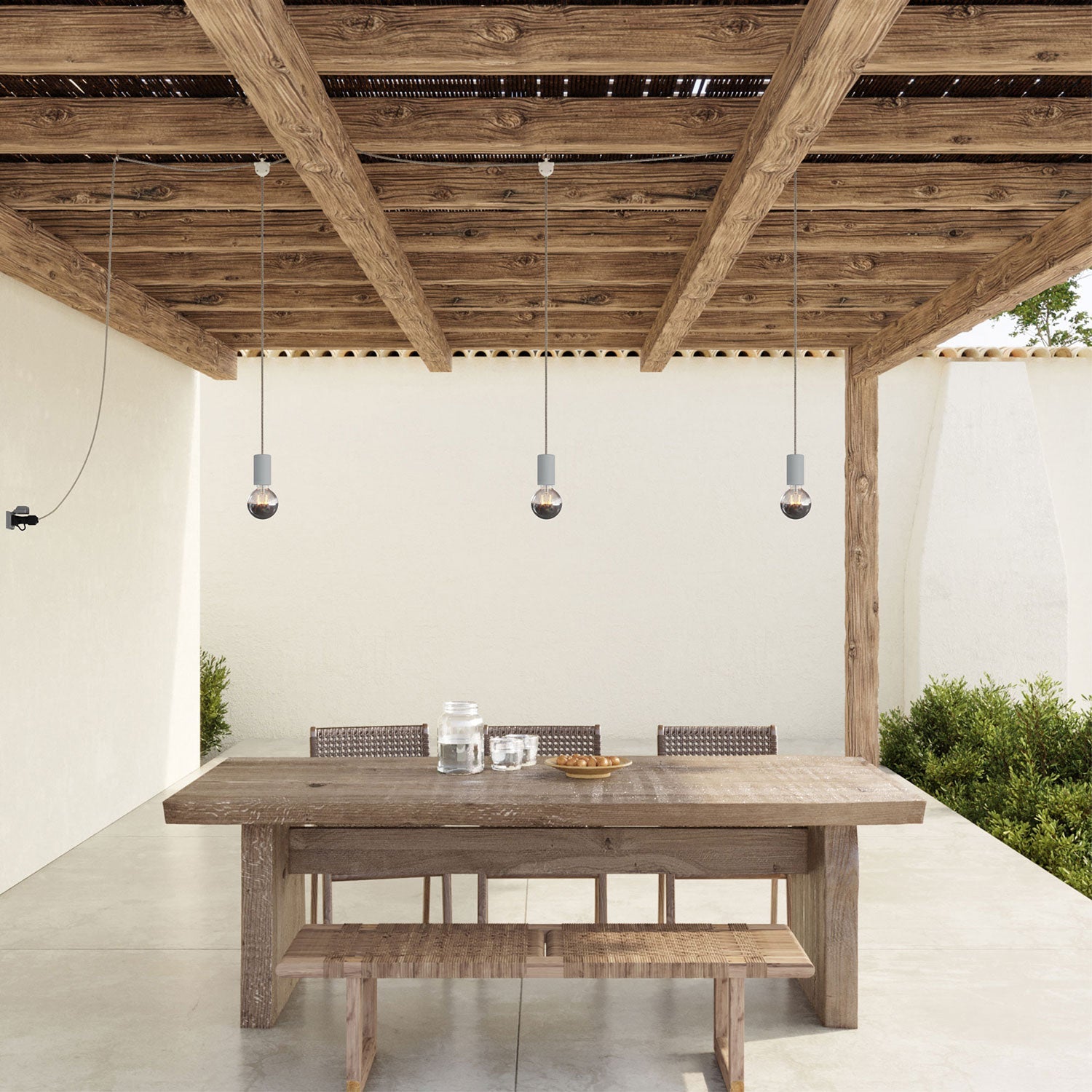 E-Snake Modulair Lampada da esterno IP65 portatile a 3 luci - Grigio ghiaccio