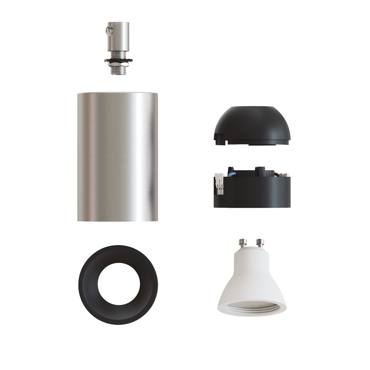 Faretto GU10 Spotlight LED Bispot - Titanio satinato / Nero - Creative Cables