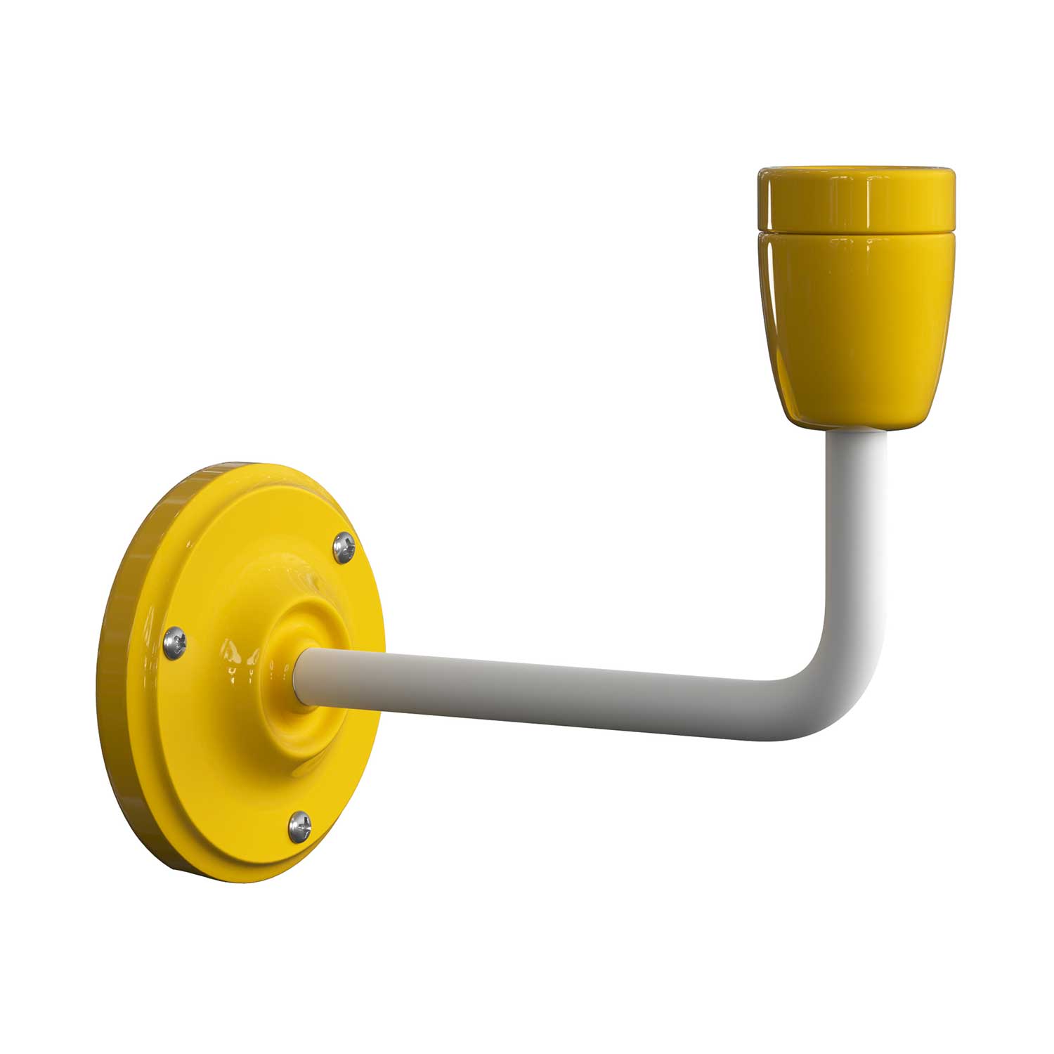 Fermaluce Color, lampada a muro in metallo e porcellana con estensione curva - Giallo