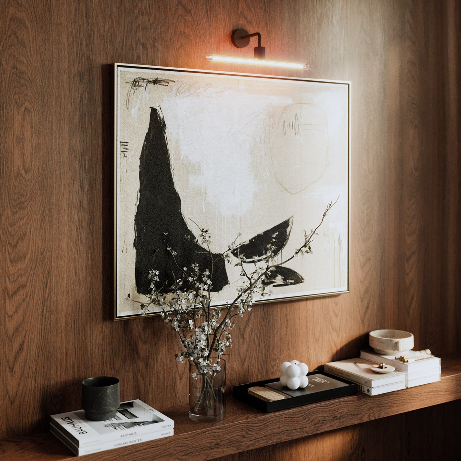 Fermaluce esse14, lampada a muro in metallo con estensione curva - Nero