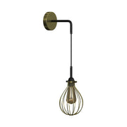 Fermaluce Metal con paralume Drop, lampada a muro in metallo con estensione curva e cavo tessile - Ottone
