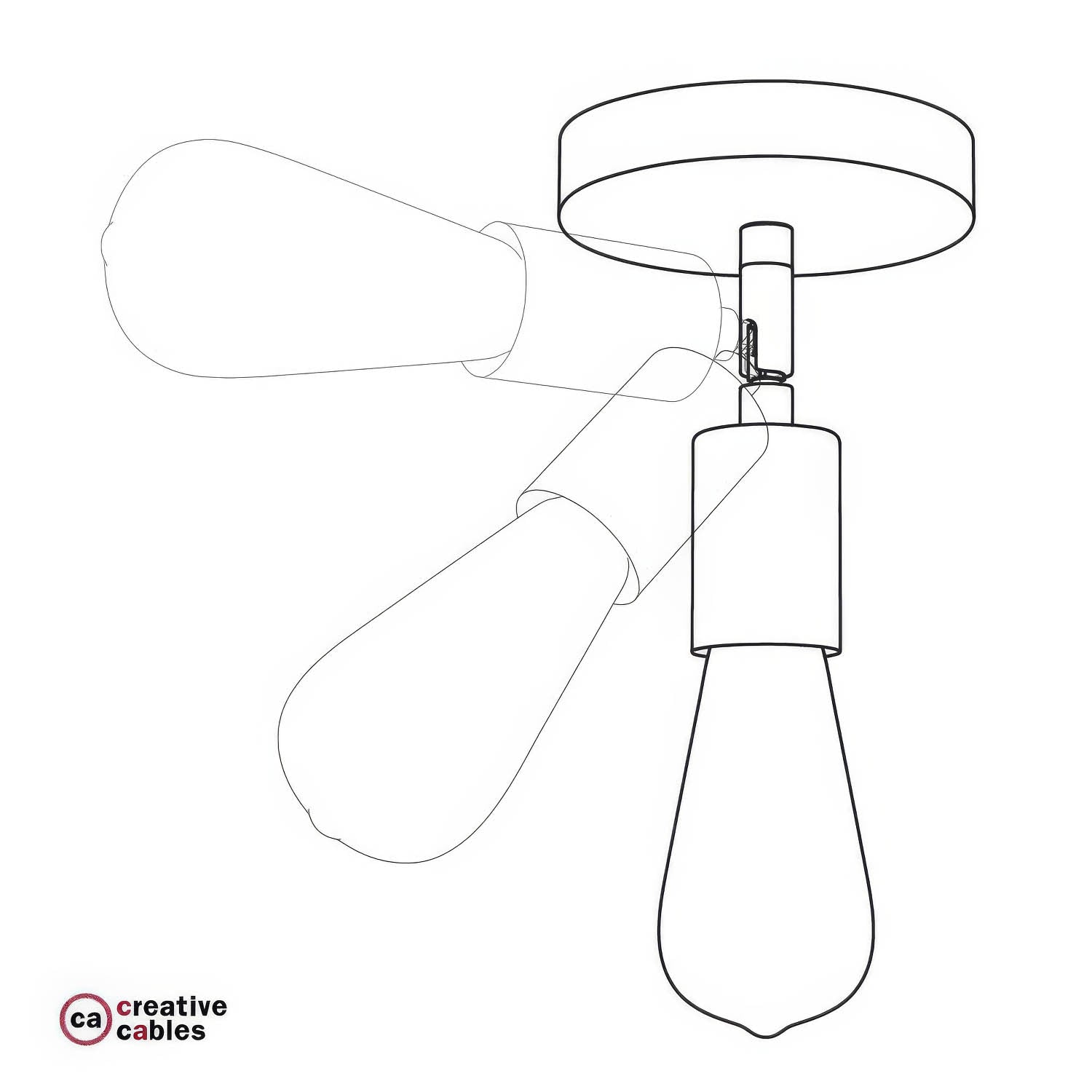 Fermaluce Metallo 90°, punto luce orientabile da parete o soffitto - Bianco opaco