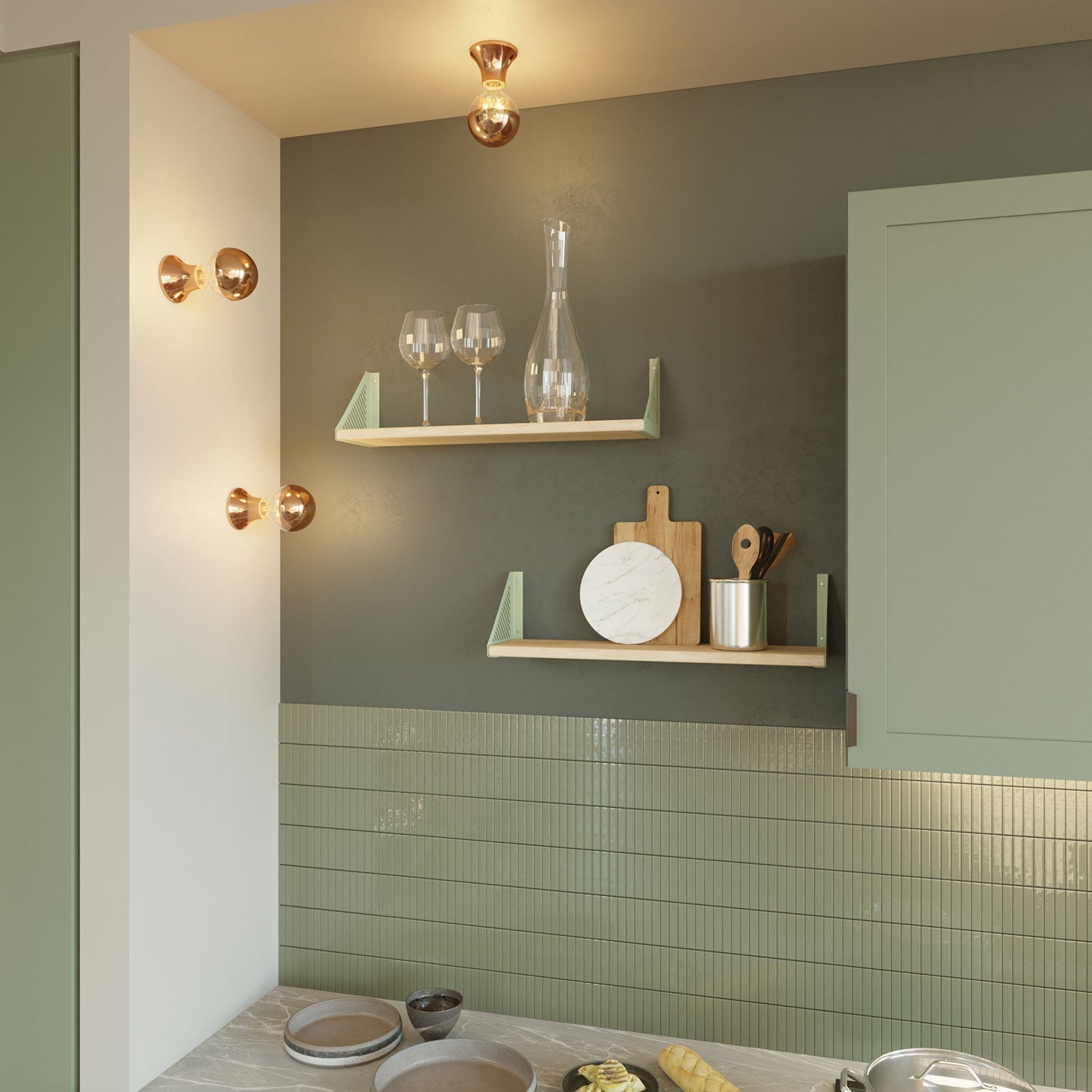 Fermaluce Vintage, punto luce metallizzato a parete o soffitto - Rame