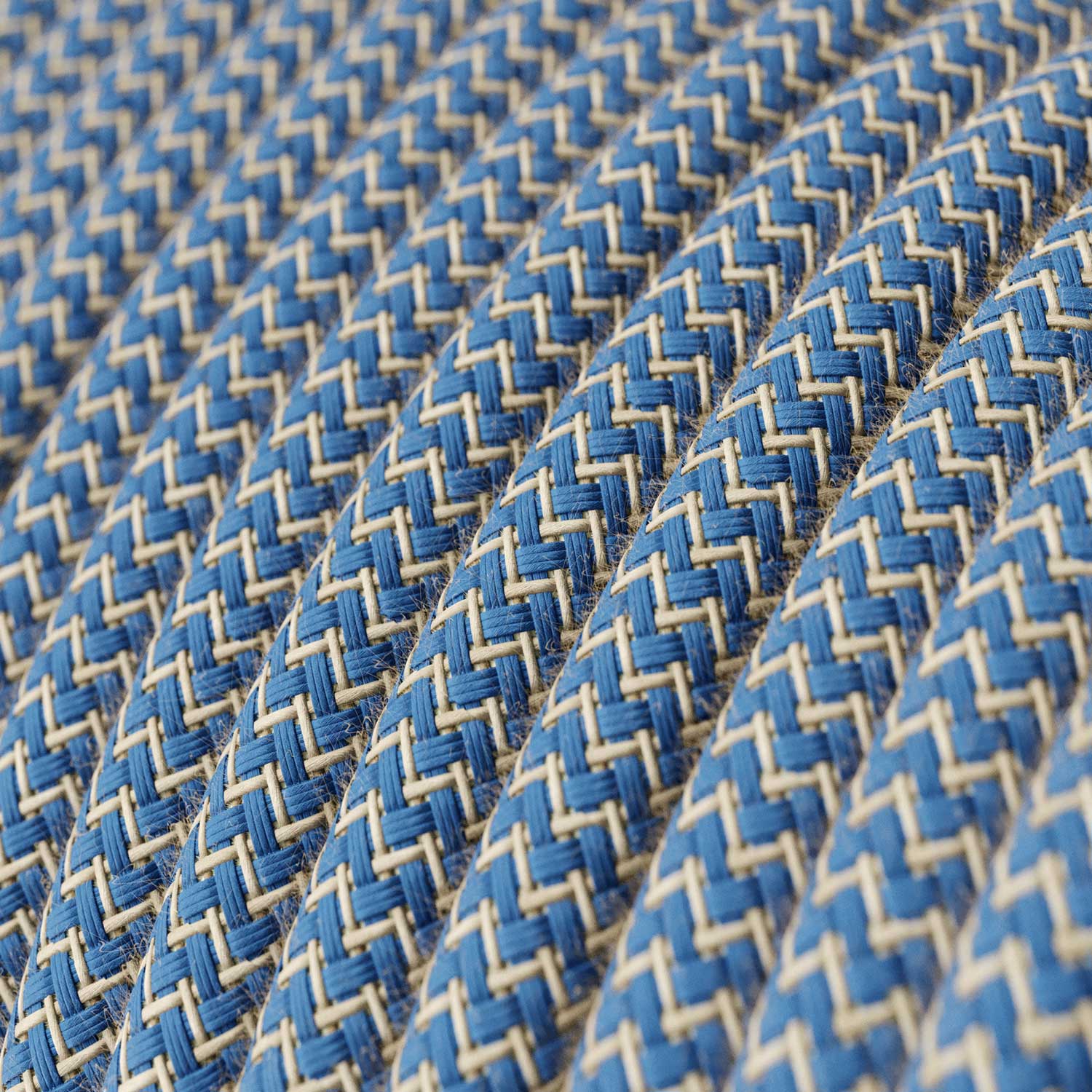 Filo elettrico in tessuto Blu Steward e Beige ZigZag - L'Originale Creative Cables, per decorazioni luminose - RD75