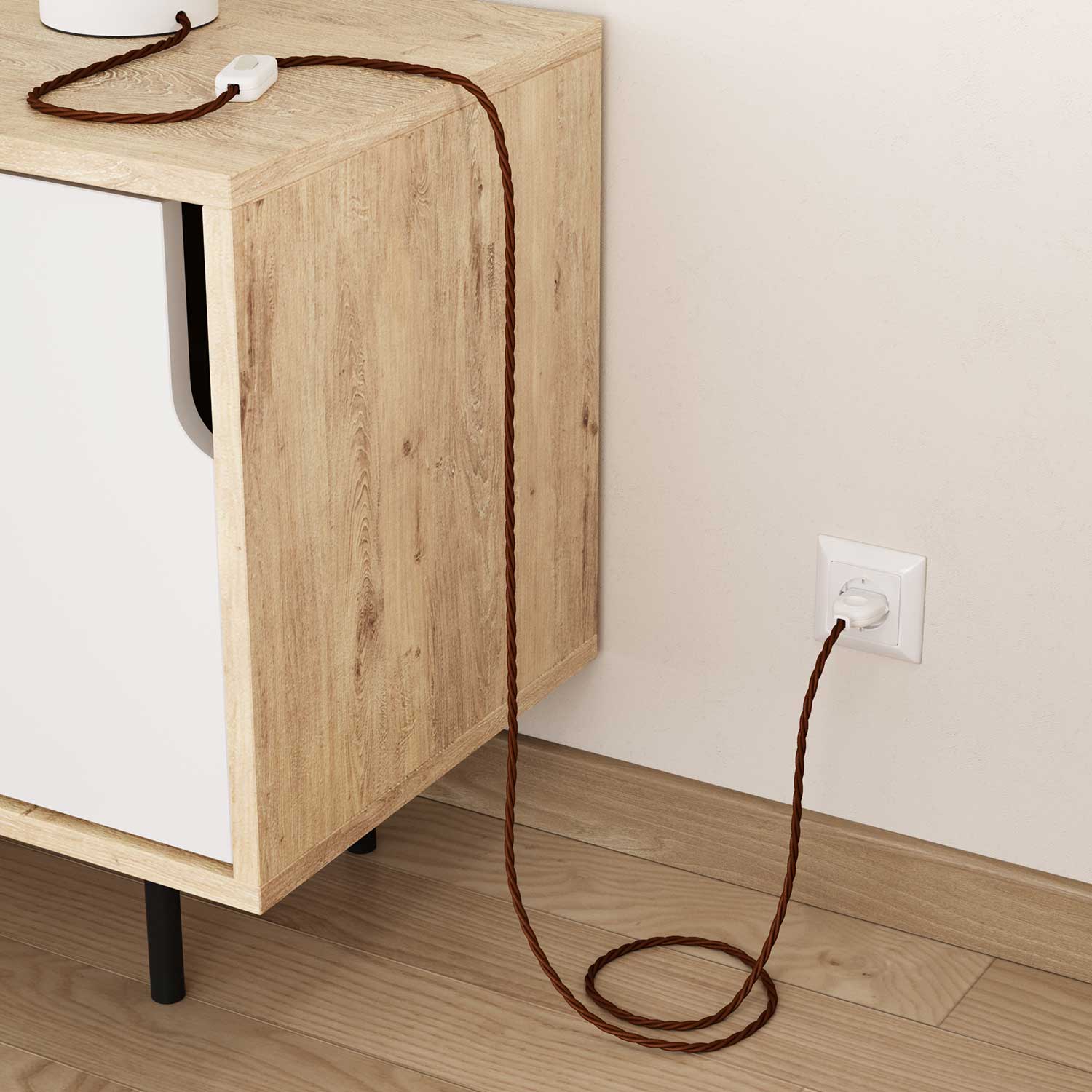 Filo elettrico Marrone Cannella in cotone trecciato - L'Originale Creative Cables, ideale per lampade creative - TC23