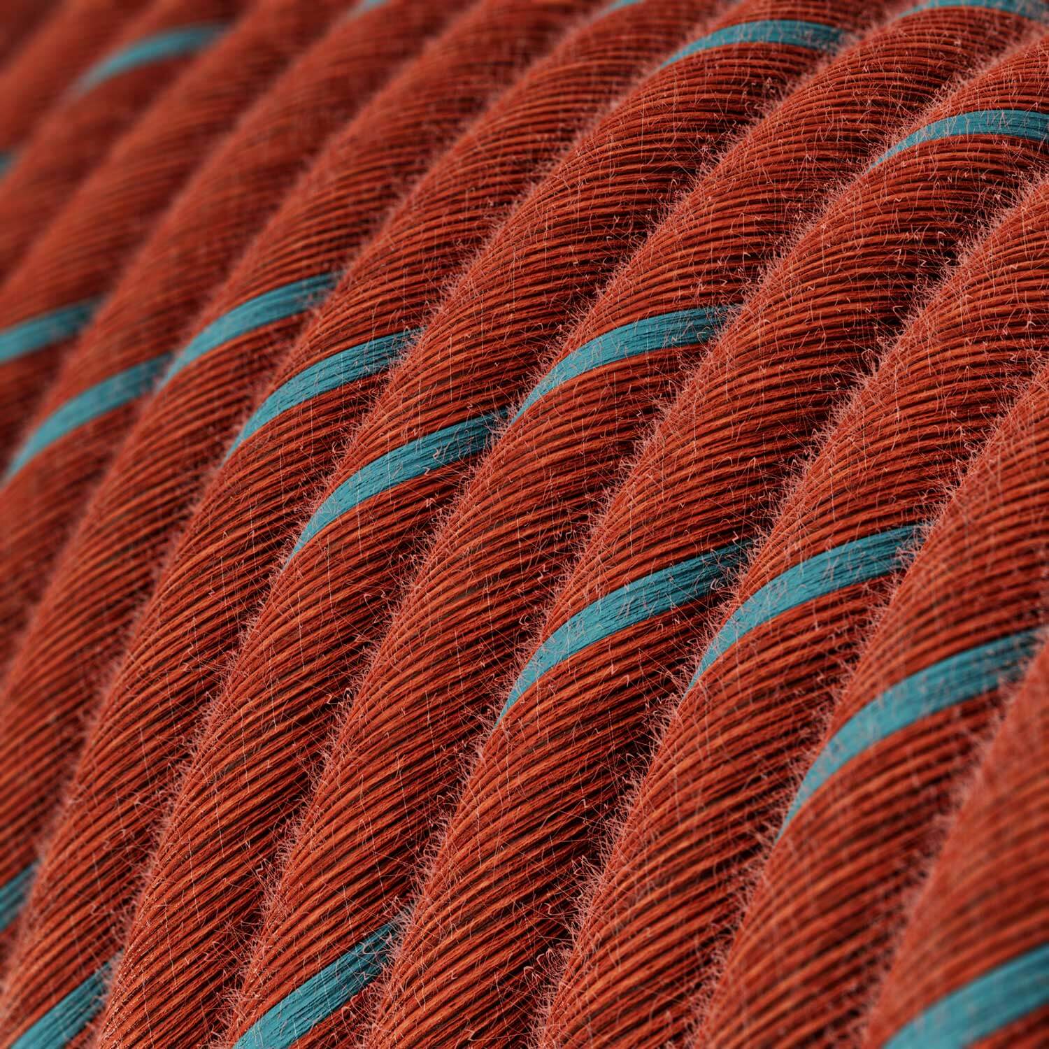 Filo elettrico ricoperto in cotone Mattone e Azzurro Vertigo - L'Originale Creative Cables, per lampadari e lampade - ERC36