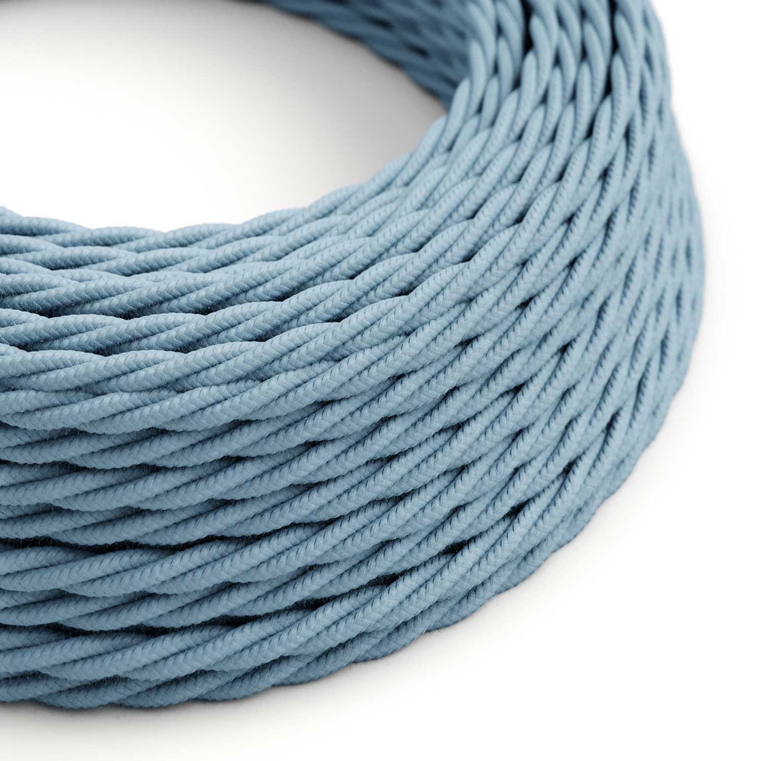 Filo elettrico trecciato ricoperto in cotone Blu Oceano - L'Originale Creative Cables, per valorizzare i tuoi lampadari - TC53