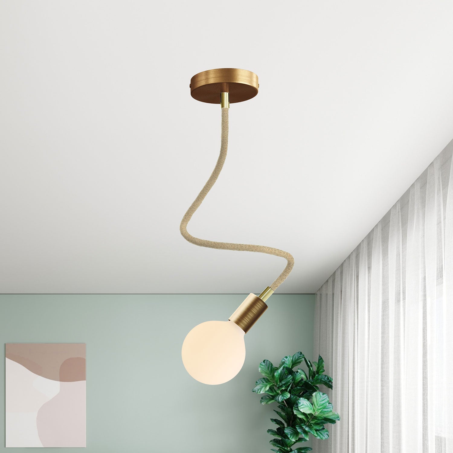 Kit Creative Flex tubo flessibile di estensione rivestito in juta RN06 Neutro con terminali metallici Bronzo satinato 60 cm