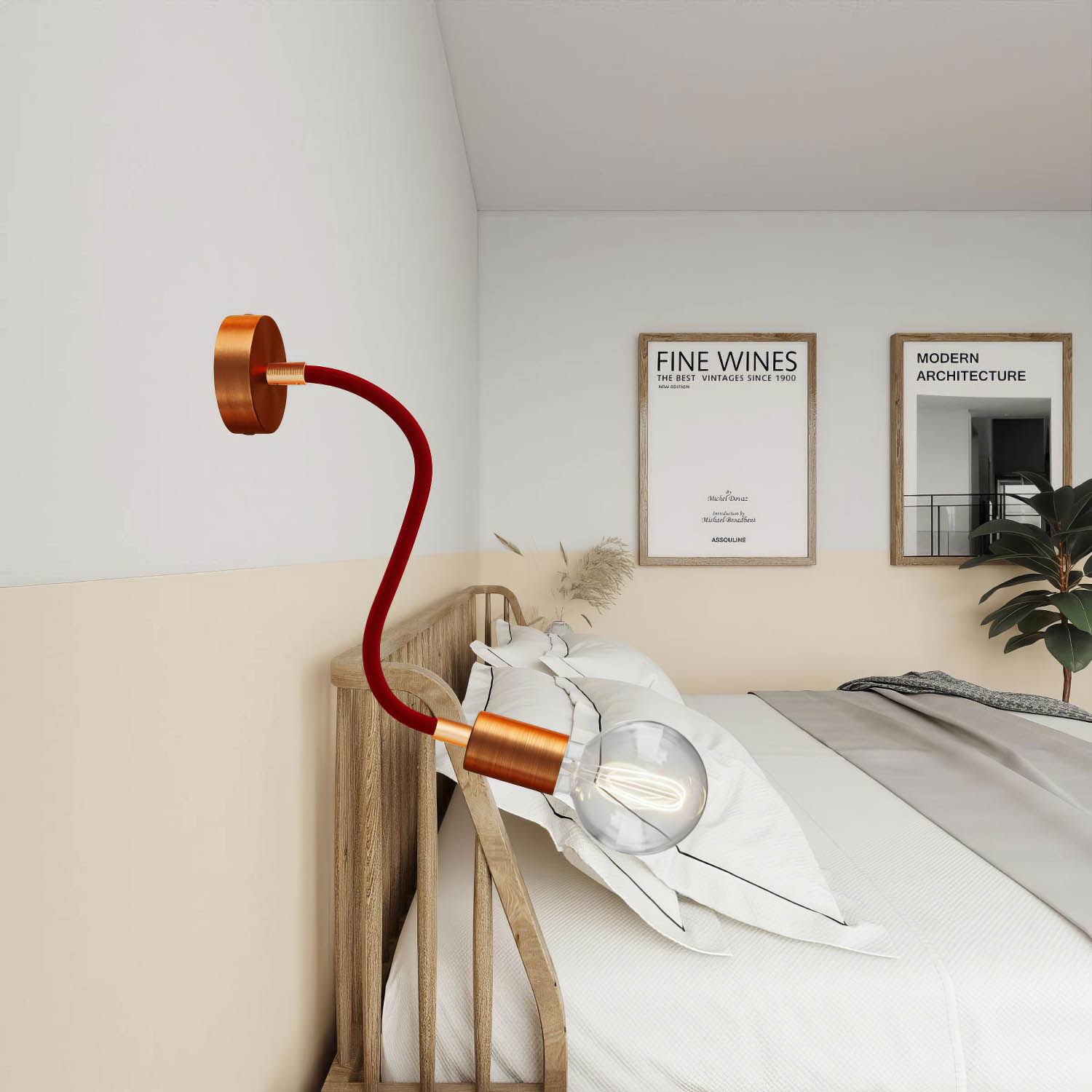 Kit Creative Flex tubo flessibile di estensione rivestito in tessuto RM09 Rosso con terminali metallici Rame satinato 30 cm