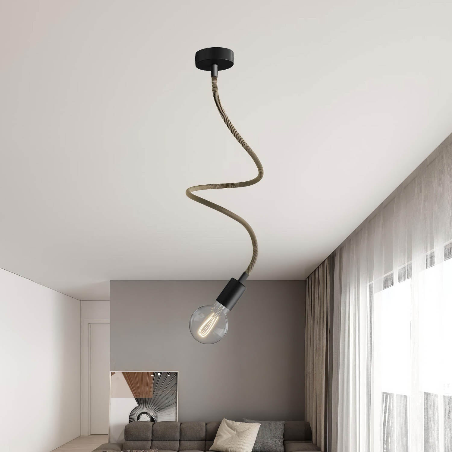 Kit Creative Flex tubo flessibile di estensione rivestito in tessuto RZ24 Nero e Oro con terminali metallici Nero 90 cm