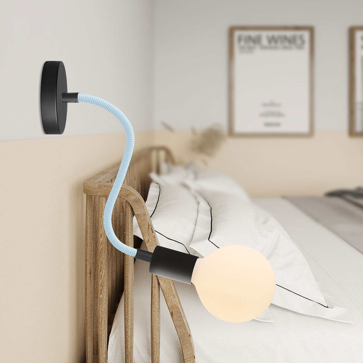 Kit Creative Flex tubo flessibile rivestito in tessuto RM76 Blu carta da zucchero con terminali metallici Nero 30 cm