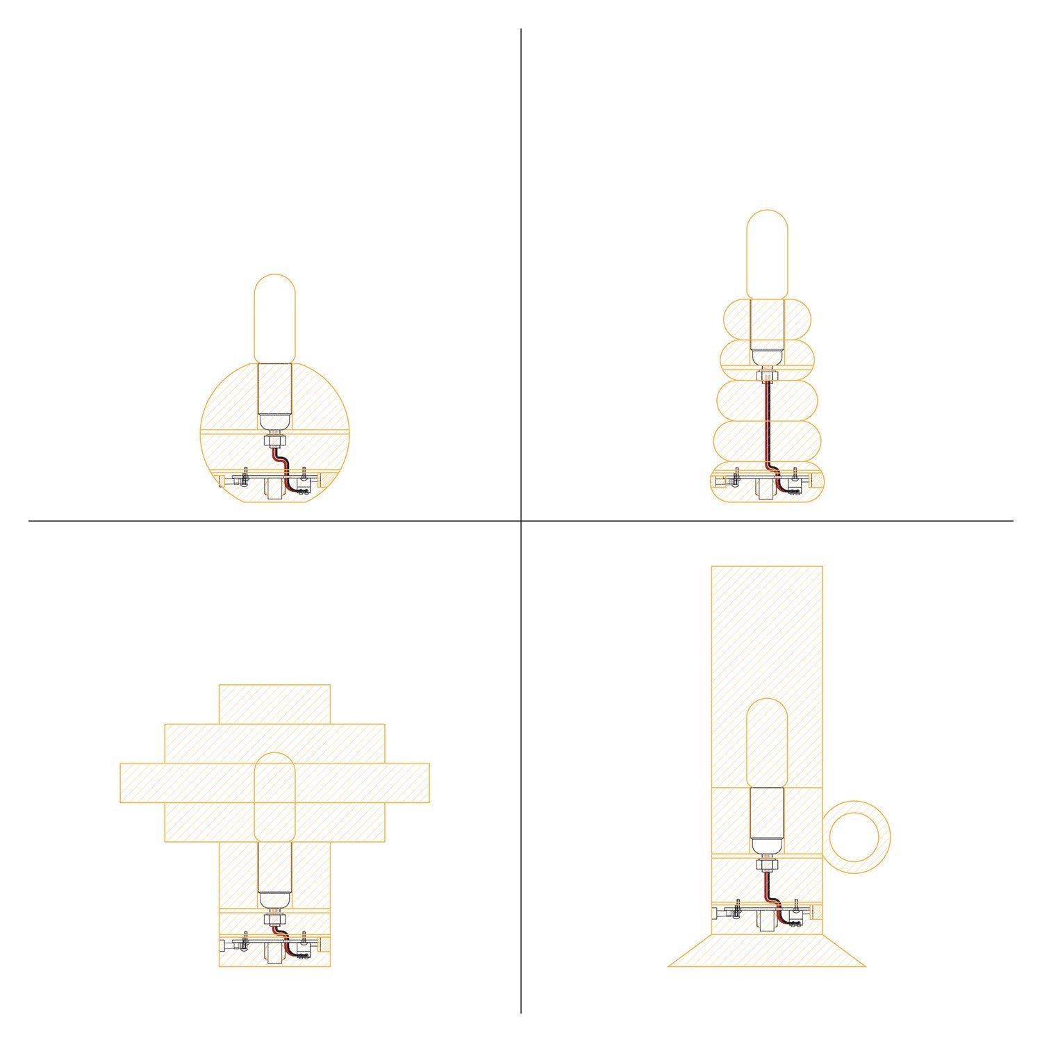 Kit elettronico per lampade a batteria 5V USB-C con portalampada E14 liscio - Nero