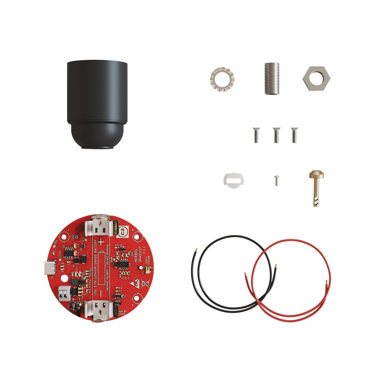Kit elettronico per lampade a batteria 5V USB-C con portalampada E27 liscio - Nero