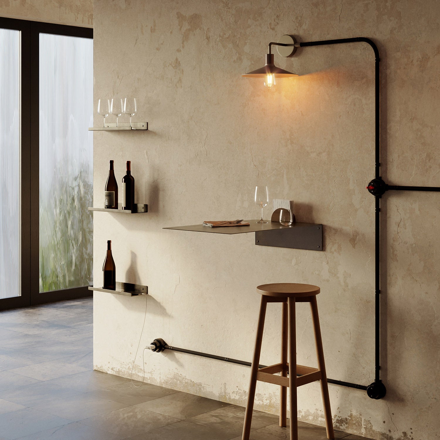 Kit interruttore/deviatore con dado a farfalla e base per Creative-Tubes in porcellana nera Bianco 2