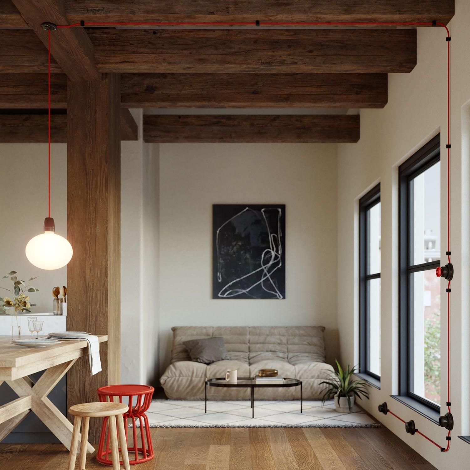 Kit interruttore/deviatore con manopola e base in porcellana nera Nero