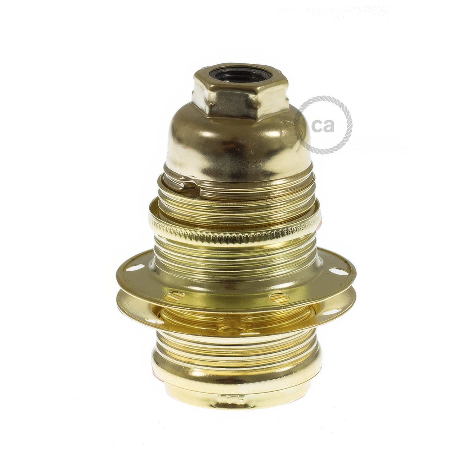 Kit portalampada E14 in metallo con doppia ghiera per paralume - Ottone Conico