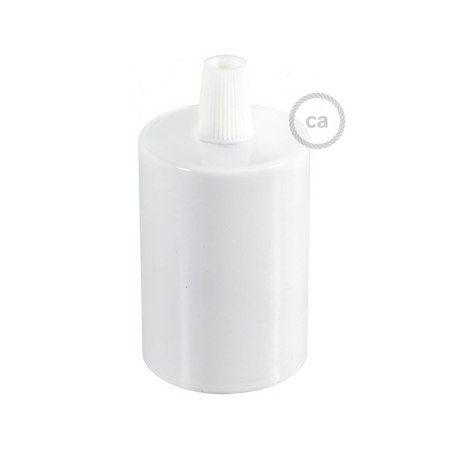Kit portalampada E27 cilindrico in metallo - Bianco lucido - Creative Cables