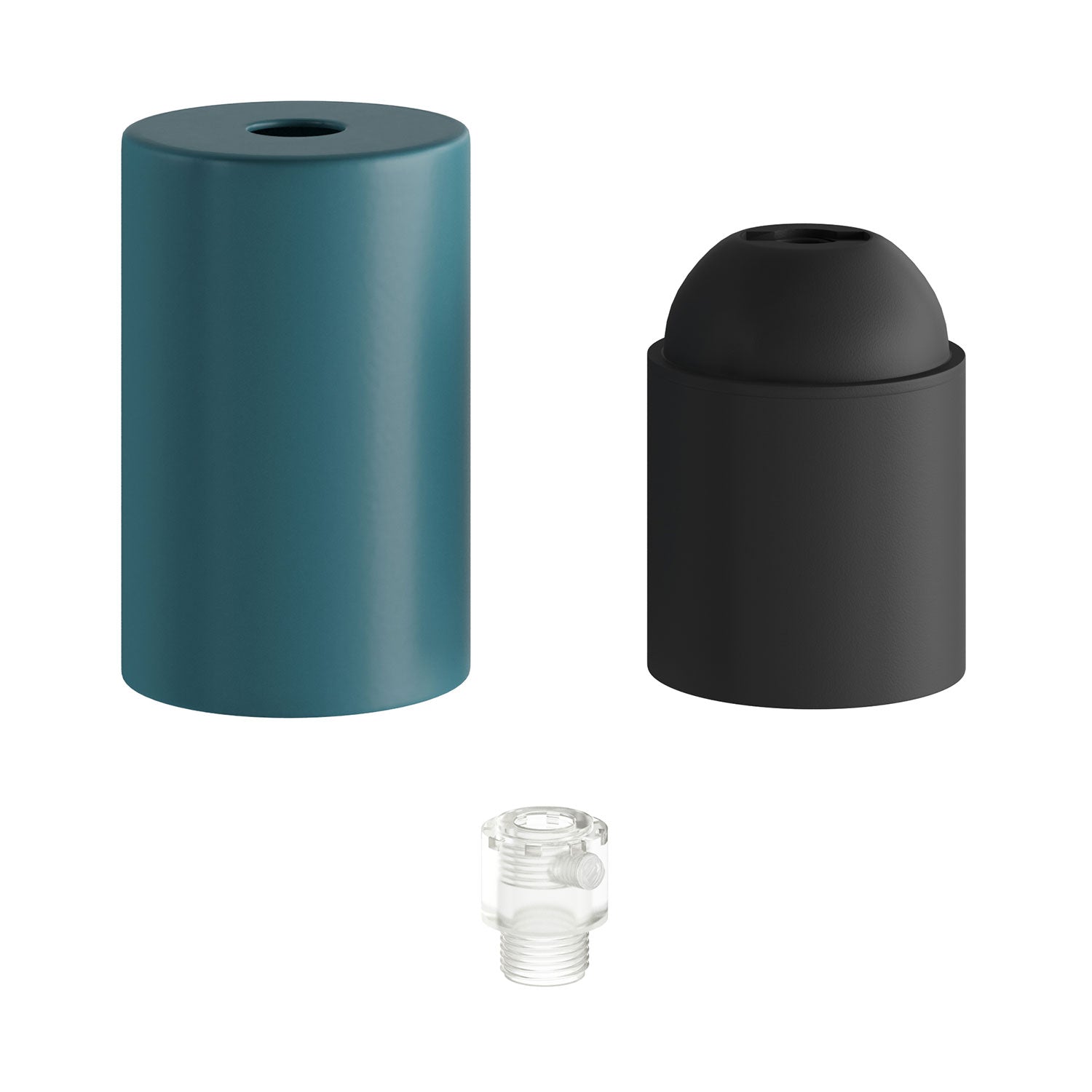 Kit portalampada E27 Pastel in metallo con serracavo nascosto - Petrolio