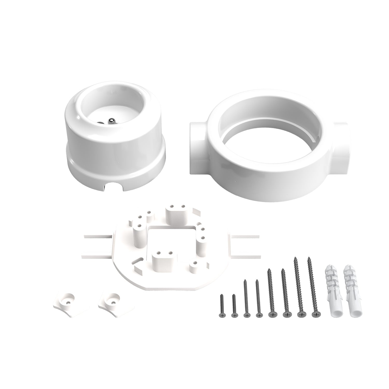Kit presa a muro di tipo francese e base per Creative-Tubes in porcellana - Bianco 2 in linea
