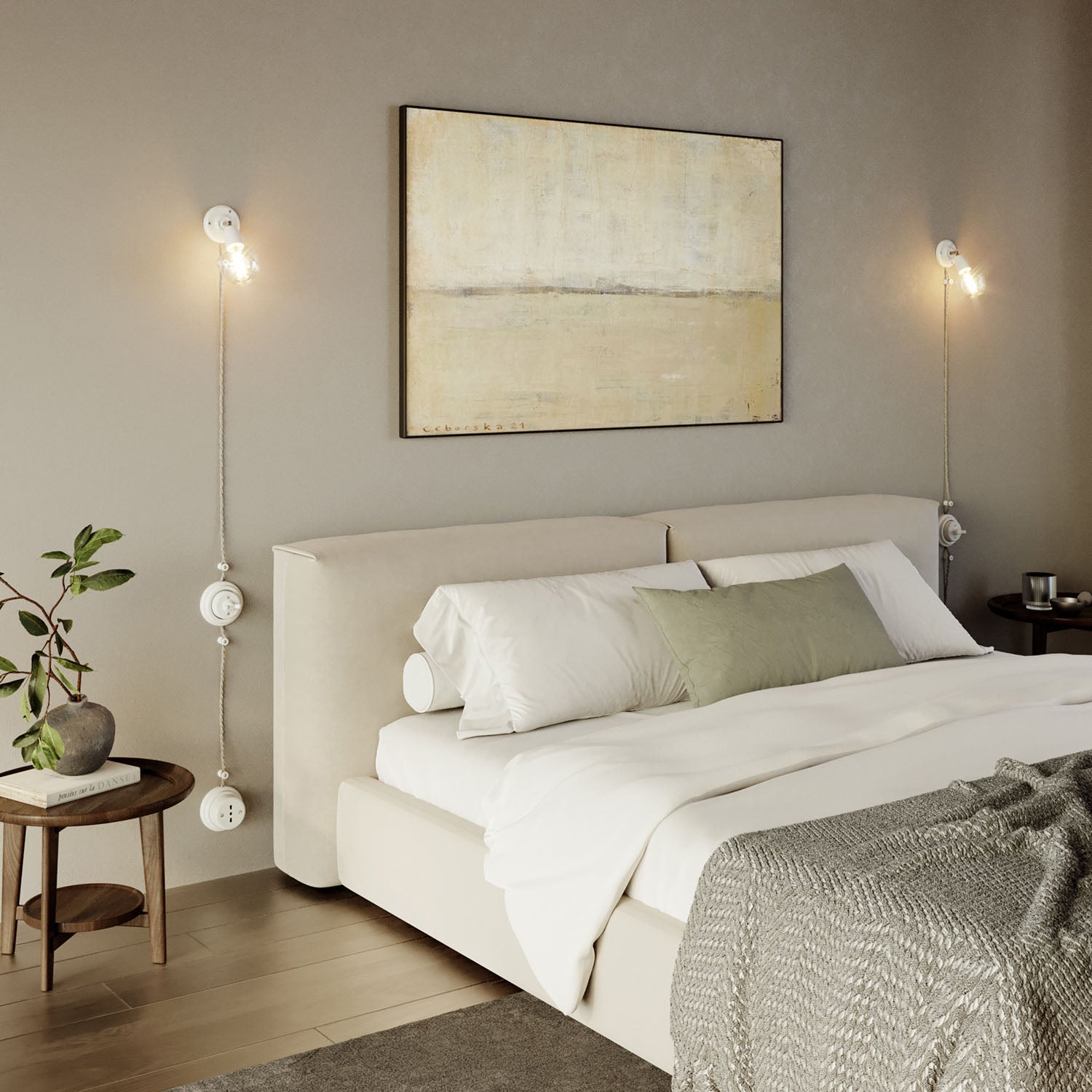 Kit presa bipasso italiana 10/16A da parete e base in porcellana - Bianco