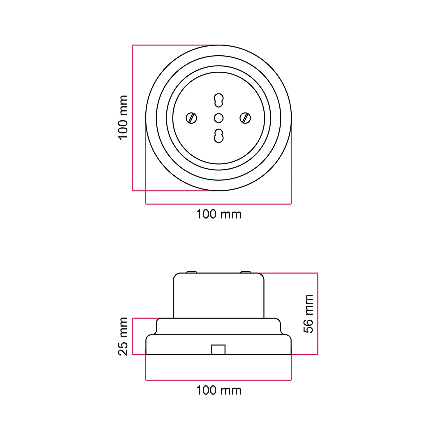 Kit presa bipasso italiana 10/16A da parete e base in porcellana - Bianco