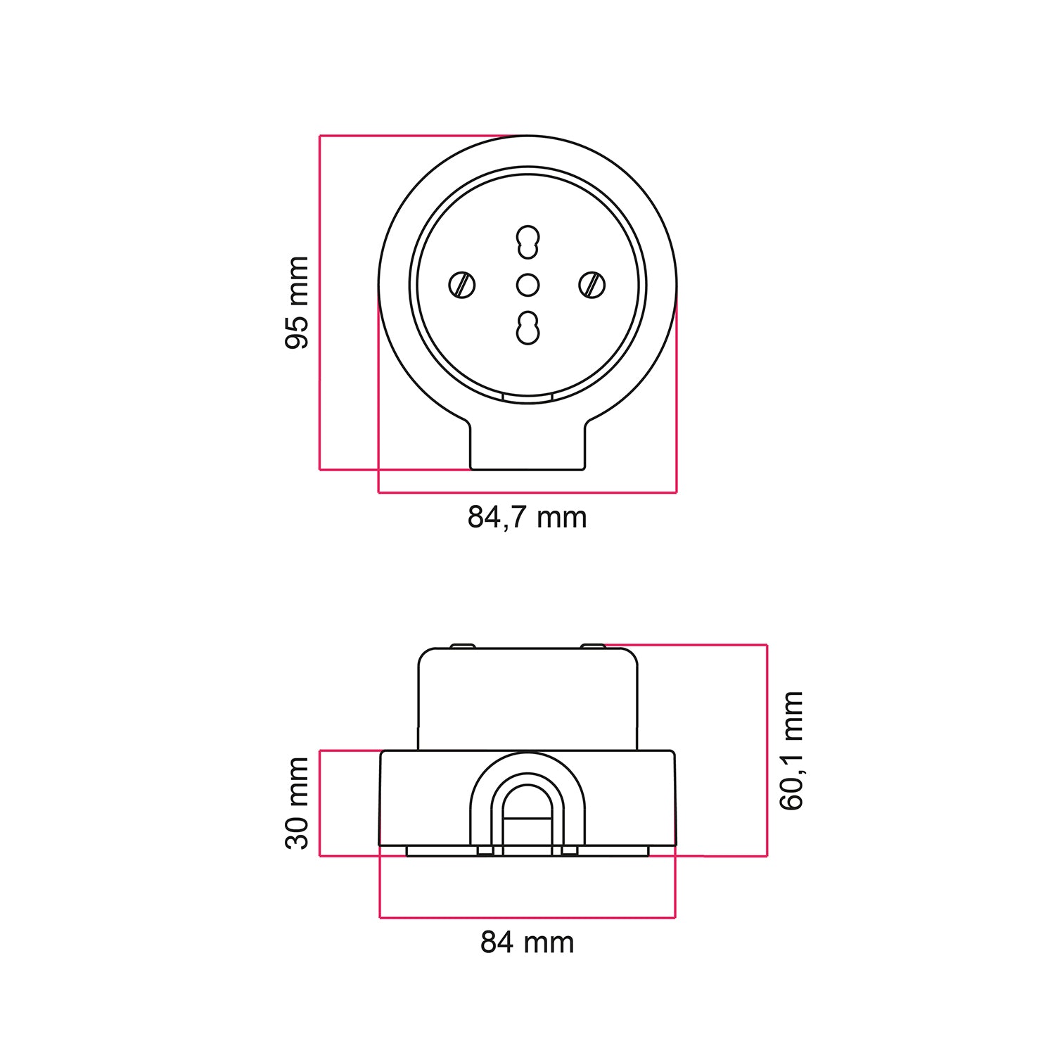 Kit presa bipasso italiana 10/16A da parete e base per Creative-Tubes in porcellana - Nero 1