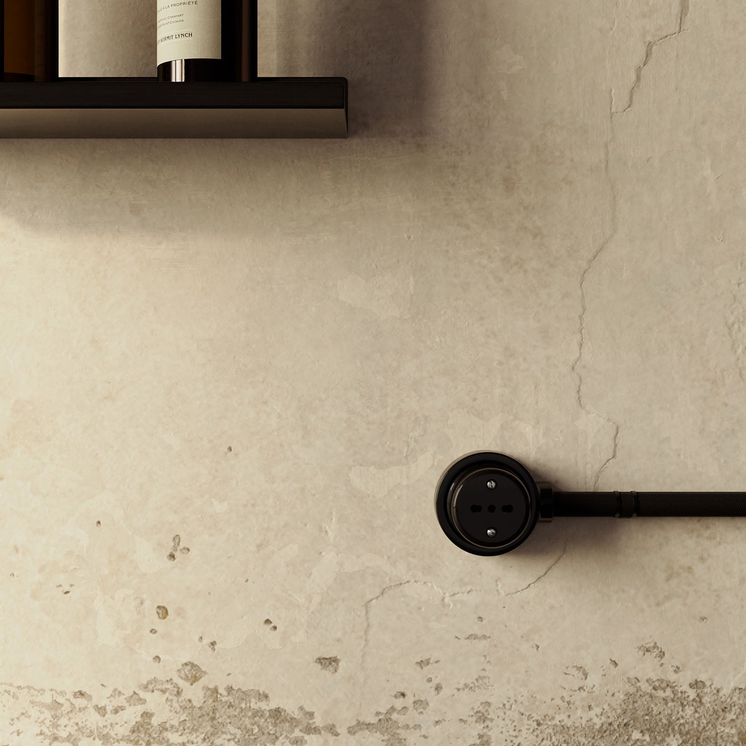 Kit presa bipasso italiana 10/16A da parete e base per Creative-Tubes in porcellana - Nero 1