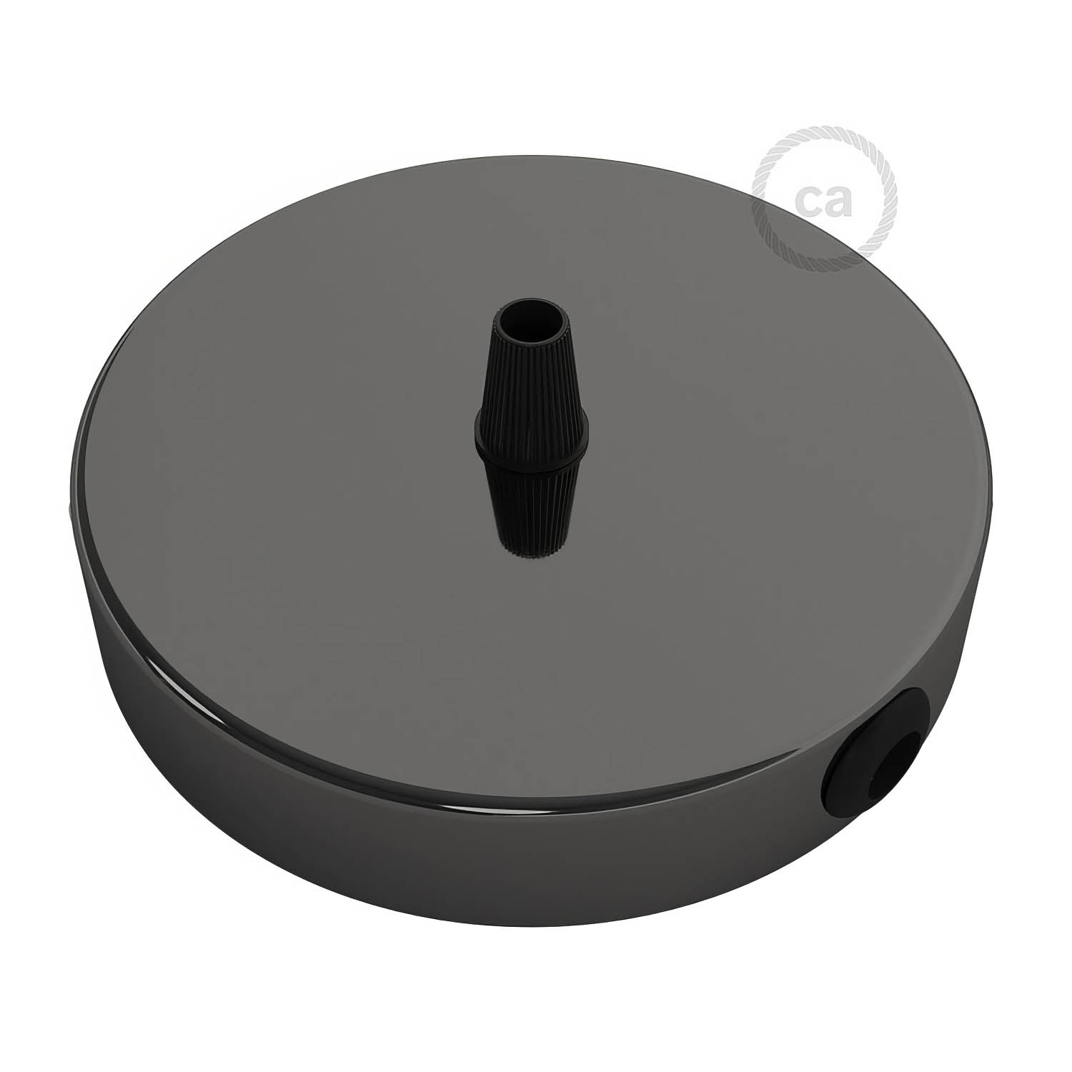 Kit rosone cilindrico in metallo a 1 foro centrale e 2 fori laterali - Nero perla Conico