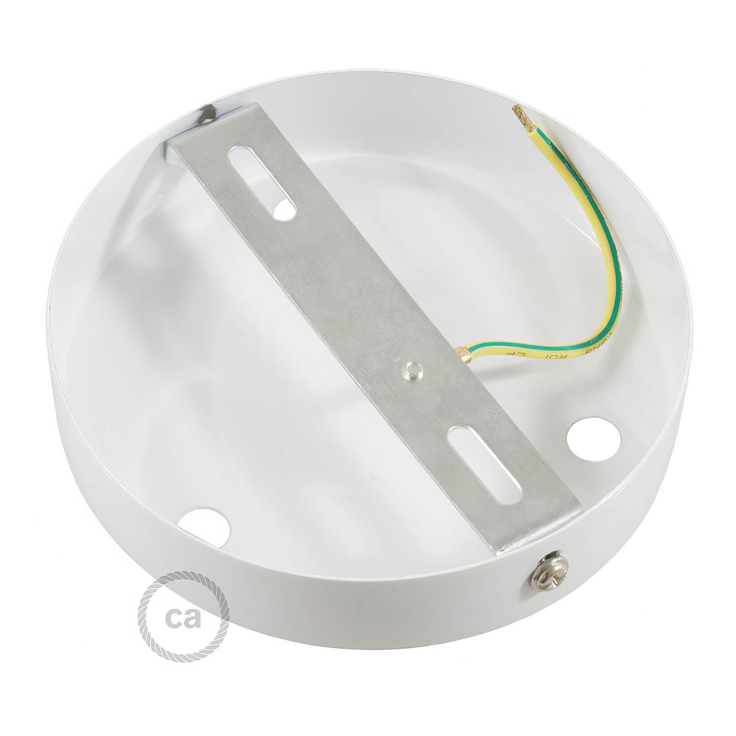 Kit rosone cilindrico in metallo a 3 fori - Bianco lucido Cilindrico