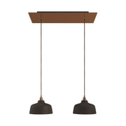 Lampada a sospensione a 2 cadute con XXL Rose-One rettangolare 675 mm con paralume Coppa - Rame satinato